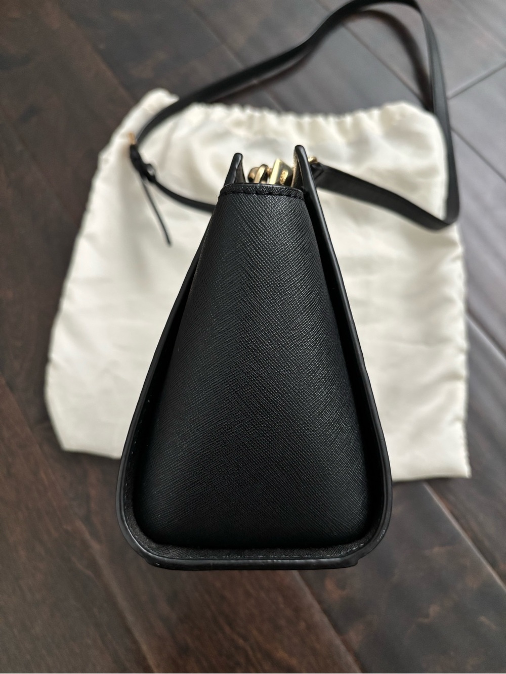 Michael Kors Black Saffiano Crossbody with Gold Hardware - Picture 6 of 16